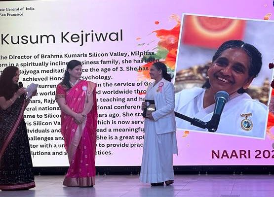 Sister Kusum was honored with NAARI award by Mrs. Prathima Reddy