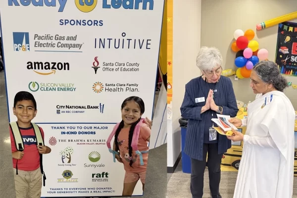 The Brahma Kumaris Meditation Center, Silicon Valley, participated in the Back-to-School Drive organized by Sunnyvale Community Services